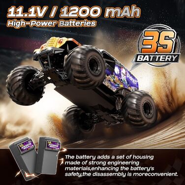 Радіокерований автомобіль 1/14 Brushless 70 км/год, 4WD, амортизатори, 2x LiPo акумулятори, фіолетовий - для дорослих