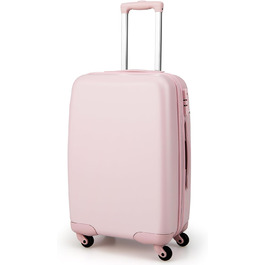 Ручна поклажа COSTWAY 20, дорожня валіза з обертовими колесами та замком TSA, жорсткий чохол для ПК з наклейкою та телескопічною ручкою, валіза на коліщатках для ділових подорожей у літаку (рожевий)