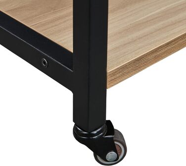 Двоярусний стіл для принтера Padma з універсальними роликами 45 x 35 см, мобільний, з дерева та металу, для офісу, факса, копіювальника, сканера SZCJ-20401-BK (волоський горіх)