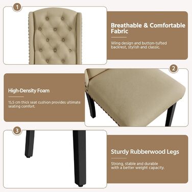 Набір кухонних стільців Yaheetech з амортизованим сидінням та спинкою, сірі (2 шт.)