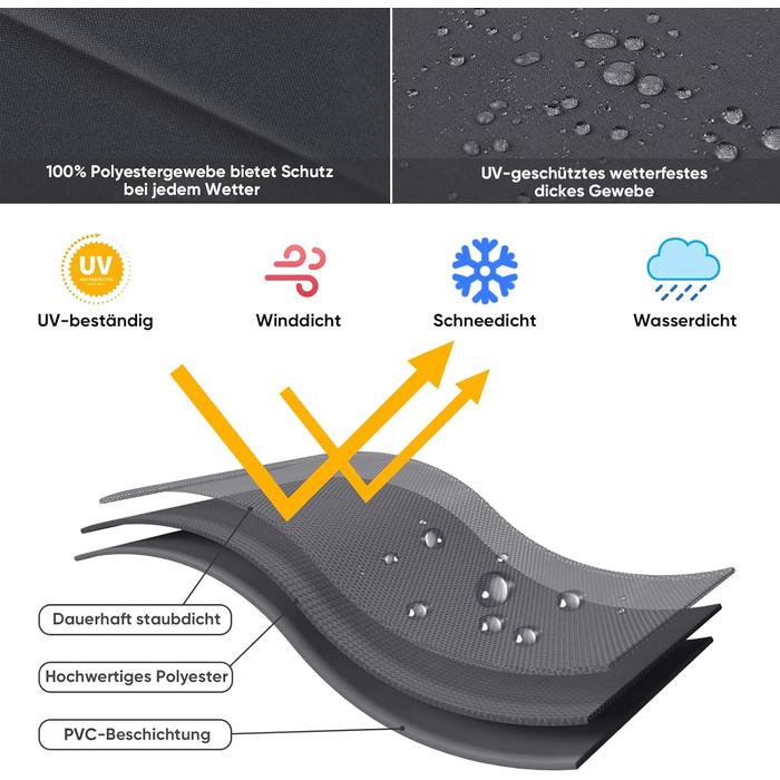 Захисний чохол для парасольки від сонця, сірий (220 x 30/50 см)