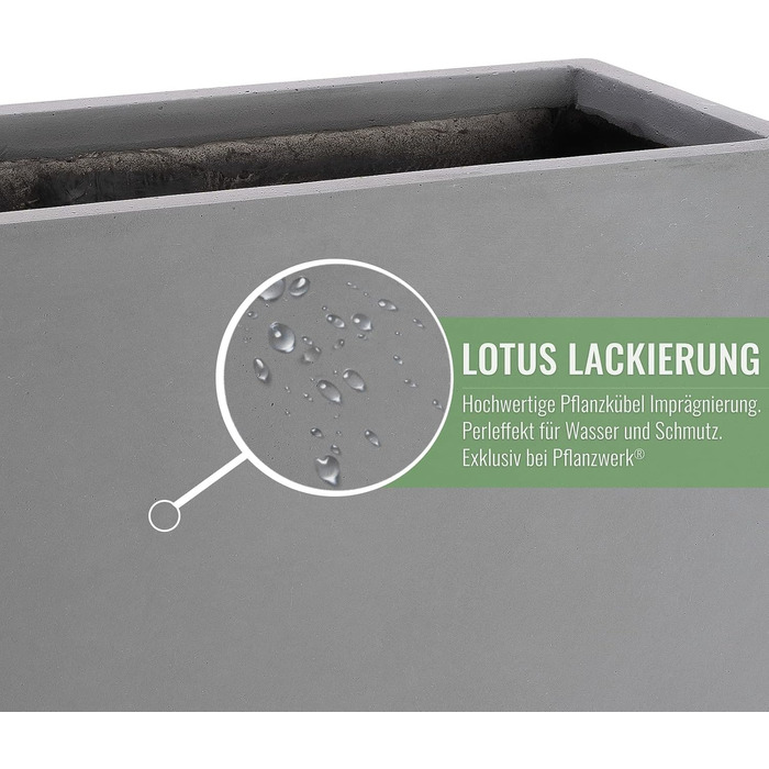 Планцверк® Горщик для рослин з фібергласу конічної форми, 70x33x33 см, стійкий до погодних умов, преміум-якість, покриття Lotus-Effekt, сірий