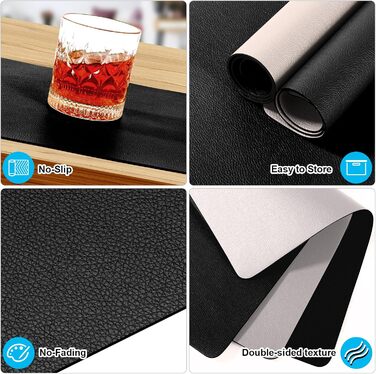 Набір скатертин 6 шт., двосторонні скатертини з підставками, термостійкі, неслизькі, водонепроникні, миючі та легко очищувані, скатертини для дому та вулиці, обідній стіл, кухня, декор Чорний / Сірий