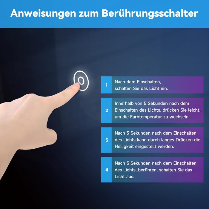 Дзеркало для ванної кімнати SONNI з підсвічуванням 80x60 см, IP44, холодне біле світло