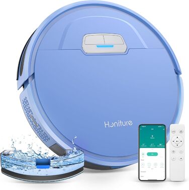 Робот-пилосос HONITURE G20 з функцією миття, 4000Pa, 3-в-1, для тварин, килимів, твердих підлог, з пультом ДУ, білий (блакитний, синій)