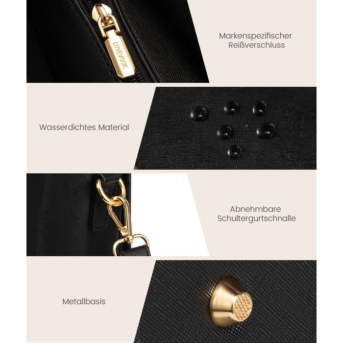 Сумка для ноутбука LOVEVOOK для жінок, водонепроникна, велика, сумка-шопер, ділова, шкіряна, для навчання, 15.6 дюймів, чорна, бежева, коричнева