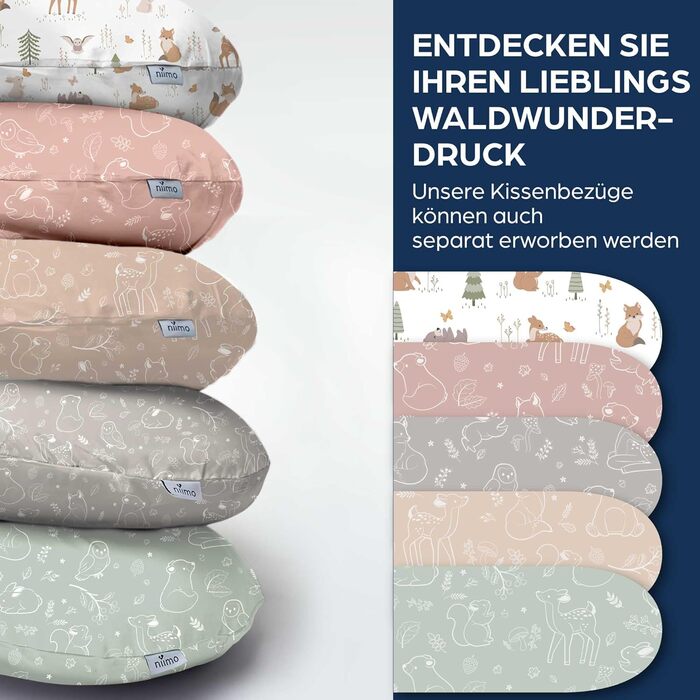 Подушка для вагітних Niimo XXL - подушка для годування & підтримки тіла, 200x70 см, бавовна, Dusty Pink Forest