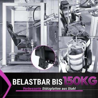 Ігровий крісло Dowinx Racing з підголівником та підтримкою попереку, ергономічний геймерський слінг з PU шкіри, чорно-фіолетовий, 150 кг