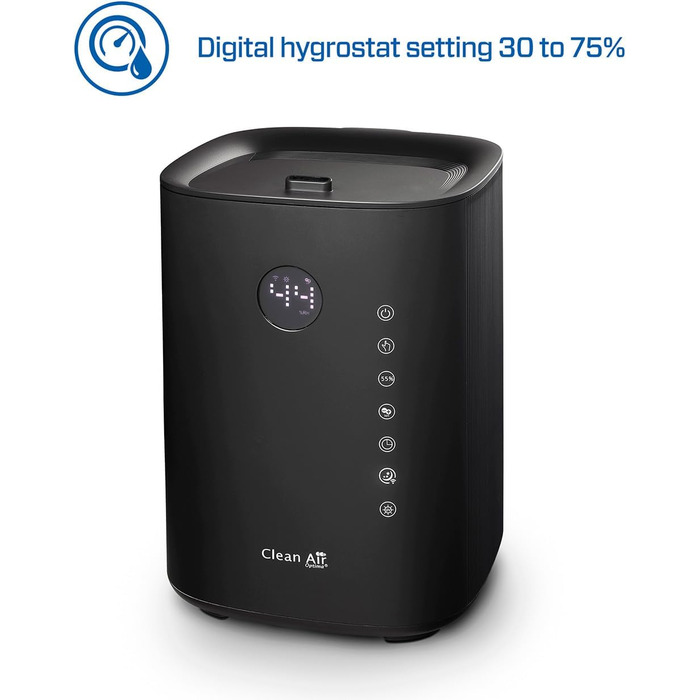 Ультразвуковий зволожувач повітря Clean Air Optima CA-605B з UVC-стерилізацією, іонізатором та аромадифузором, 480 мл/год, для приміщень до 65м², чорний
