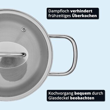 Каструля KHG 14 см з нержавіючої сталі, індукційне дно, 1.5 л | Для всіх плит, можна мити в посудомийній машині