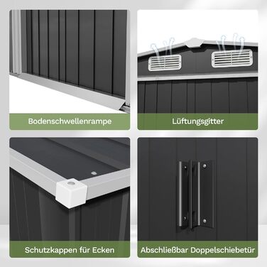 Сарай металевий Devoko 96x98x160 см з похилим дахом, антрацит. Садовий будиночок з дверима, рукавичками. Міцний, стійкий до іржі.