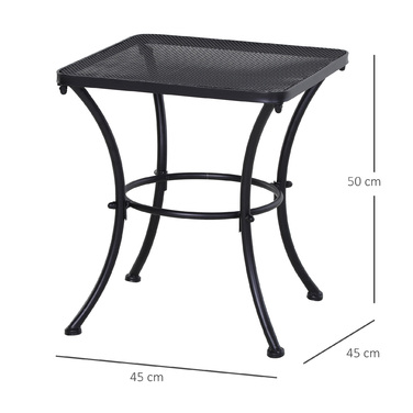 Outsunny Side Table Чорний садовий стіл 45x45x50см Металевий балконний столик Журнальний столик для патіо та саду