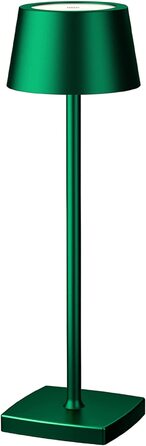 LED настільна лампа бездротова, 6000mAh, IP54, алюміній, сенсорне керування, тепле світло, для спальні, кав'ярні, ресторану (зелена)