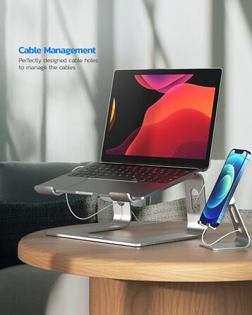 Підставка для ноутбука NULAXY, регульована, алюміній, сумісна з Dell, HP, Samsung, Lenovo (10-16 дюймів), чорний (срібло)