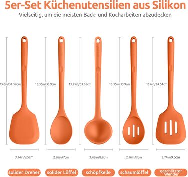 Набір кухонних аксесуарів U-Taste з силікону (5 шт.), стійкий до 315°C, BPA-free, для приготування, перемішування, обсмажування