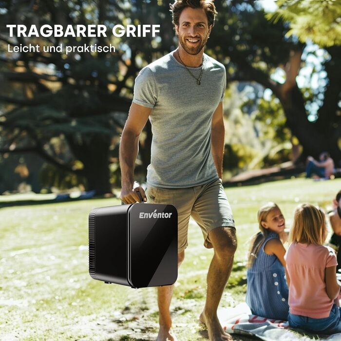 Mini холодильник Enventor 10L: портативний, з подвійним охолодженням, 12V/220V, для авто, спальні, офісу, чорний