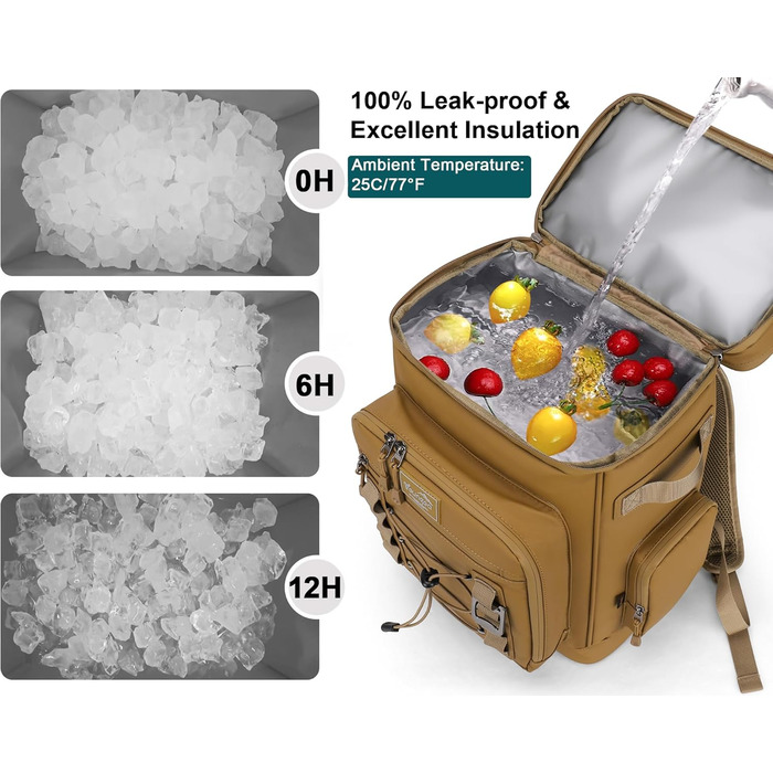 Рюкзак-холодильник 30L, водонепроникний, для пікніка, пляжу, кемпінгу, відпочинку на природі (зелений/жовтий)