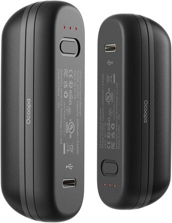 Нагрівач для рук OCOOPA UT2S Mini, 5200mAh, 2 шт. в наборі, магнітний, електричний, для кемпінгу та відпочинку на природі, чорний