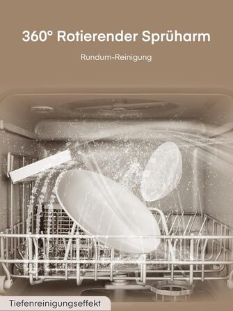 Посудомийна машина Fohere компактна 5л з таймером відкладеного старту (6 годин), 6 програм, для кухні, кемпінгу, автодому