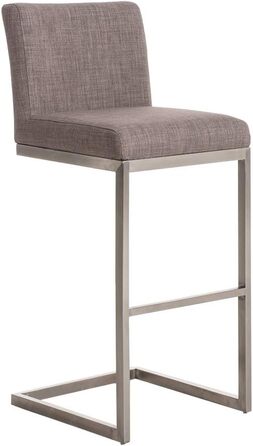 Барний стілець Paros з нержавіючої сталі, оббивка з тканини, з підлокітником та ергономічною підніжкою, сірий