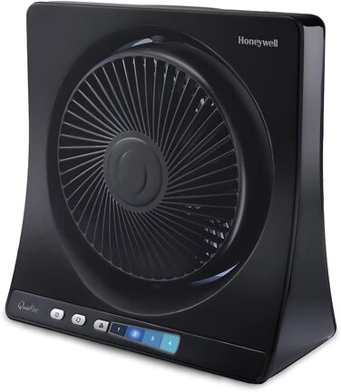 Осцилюючий баштовий вентилятор Honeywell QuietSet для всієї кімнати (5 налаштувань швидкості, коливання 80, функція таймера, автоматичне вимкнення освітлення, дистанційне керування) (HT354, одинарний)