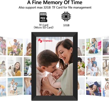 Цифровий фоторамка FRAMEO WLAN 32GB: 10.1 дюймовий Smart Cloud-фоторамка з IPS LCD сенсорним екраном та автоматичним поворотом