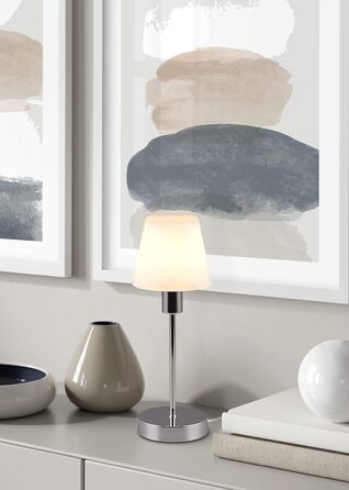 Настільна лампа Trio Leuchten Luis II Chrom з металу та білого склова, E14, сенсорне керування