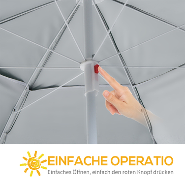 2-в-1 Парасолька для пляжу та саду Ø 210 см, UPF 50+ стійкий до вітру. Парасолька з боковинами, сумка для перенесення, розкладний парасоль для балкона, сонцезахист для подорожей, пляжу, балкона та кемпінгу. Колір: Темно-зелений