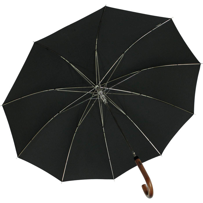 Чоловіча парасолька-паличка iX-brella автоматична зі справжнім деревом, кругла ручка-гачок, чорна