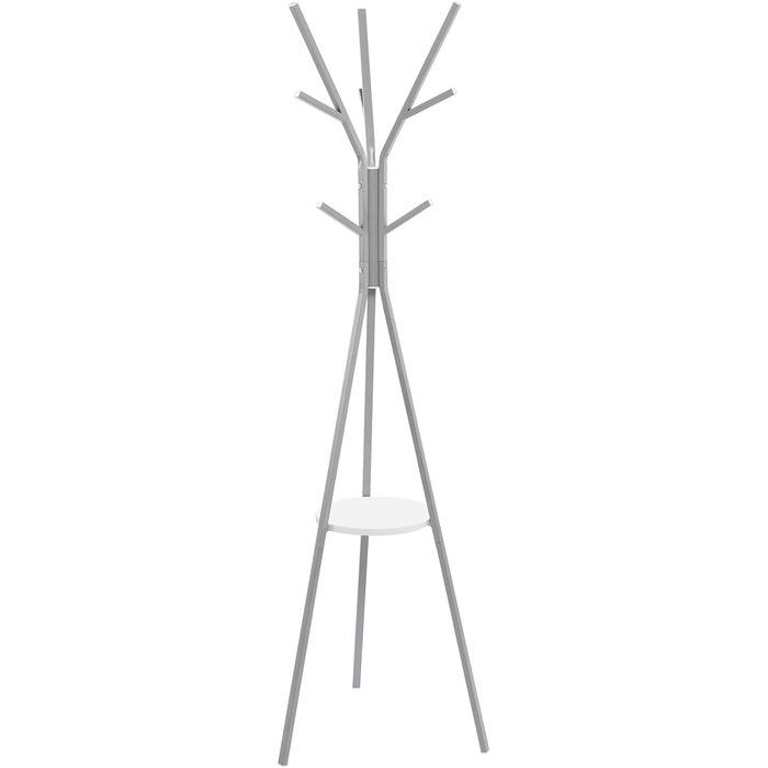 Вільна стійка для одягу WOLTU у вигляді дерева, металева, з полицею та 9 гачками, для одягу, шапок та сумок, біла