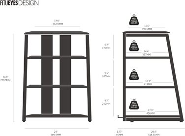 Стійка FITUEYES HiFi Rack wood & steel, регульована, для програвачів і стерео, 652x78 см (хакі)