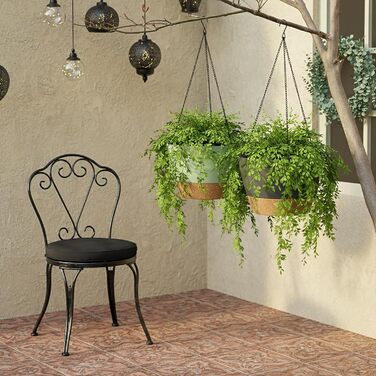 Пластиковий підвісний горщик для квітів ZMTECH 25 см з підставкою (2 шт., зелений)