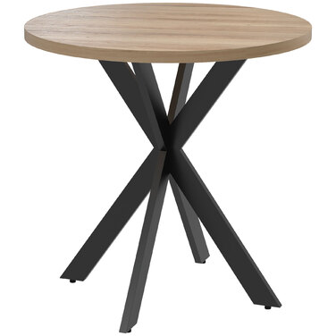 Округлий кухонний стіл Ø 75 см для 2-4 осіб - сучасний обідній стіл з металевим підставою 'павук', колір: коричневий