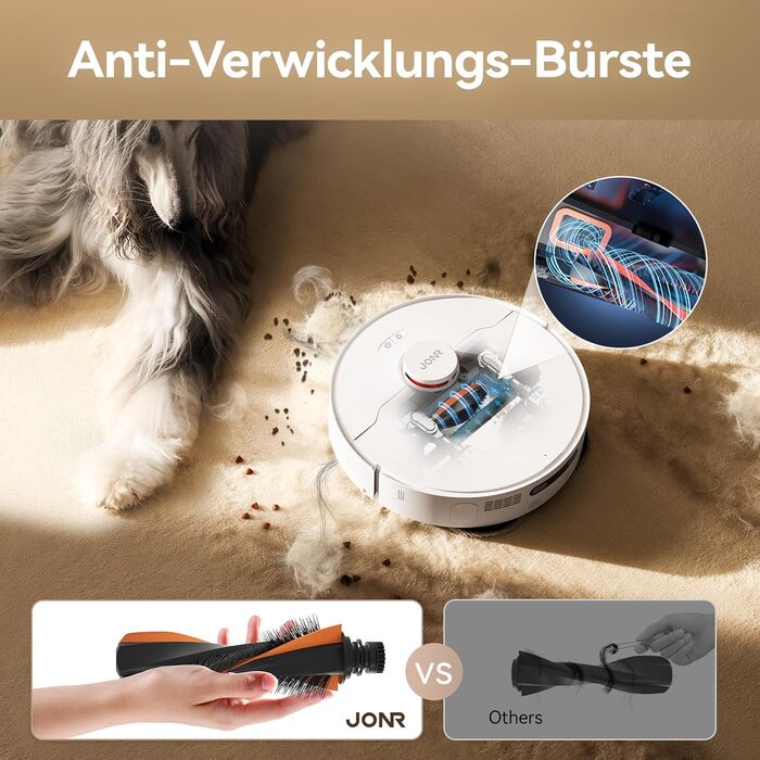 Робот-пилосос JONR T5 Pro з функцією миття, 8150Pa потужність всмоктування, сушка гарячим повітрям, антизаплутана бокова щітка, уникнення перешкод, LiDAR-навігація, док-станція All-in-One