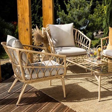 Комплект садових меблів Di Volio Teramo DV-052GF, техноротанг, бежевий, 4 предмети