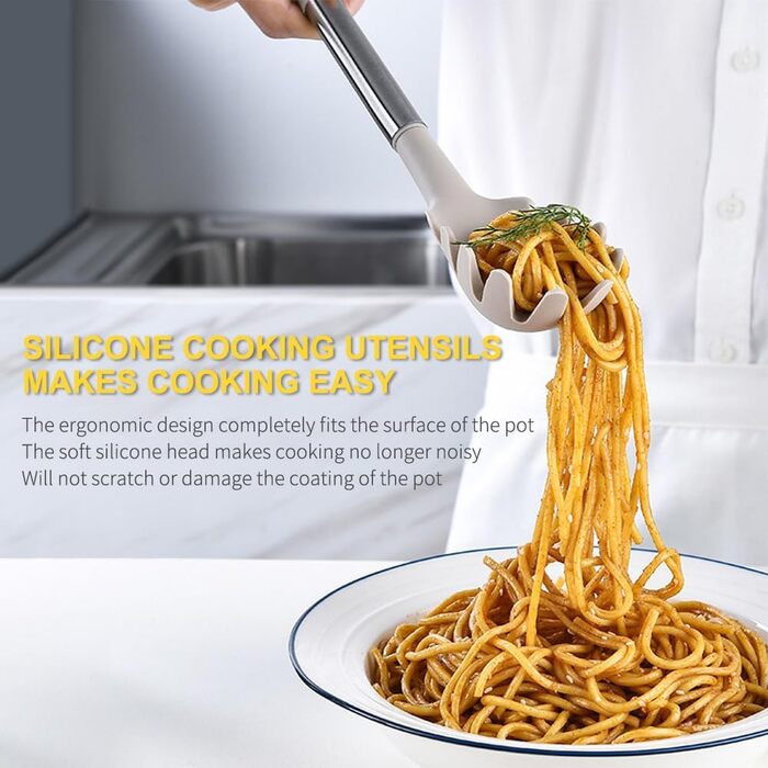 Набір кухонних помічників Aoresac 22 шт. з нержавіючої сталі та силікону, чорний (сірий)