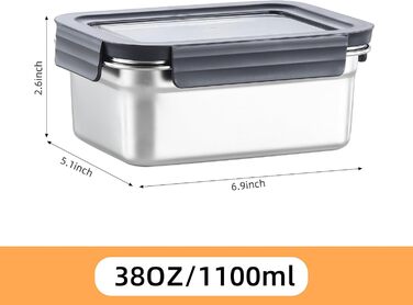 Набори контейнерів для їжі Misichao з нержавіючої сталі, герметичні, з кришкою, 1100 мл (3 шт.)