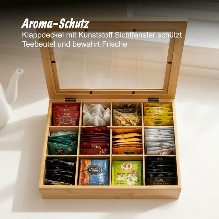 Ящик для чаю Relaxdays з бамбука на 12 відсіків