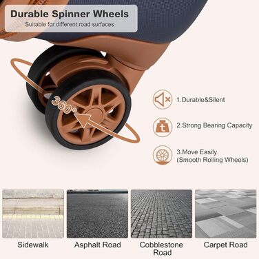 Набір валіз KONO з ABS пластику (4 шт.) - білий колір, 75x48x29 см, з TSA замком