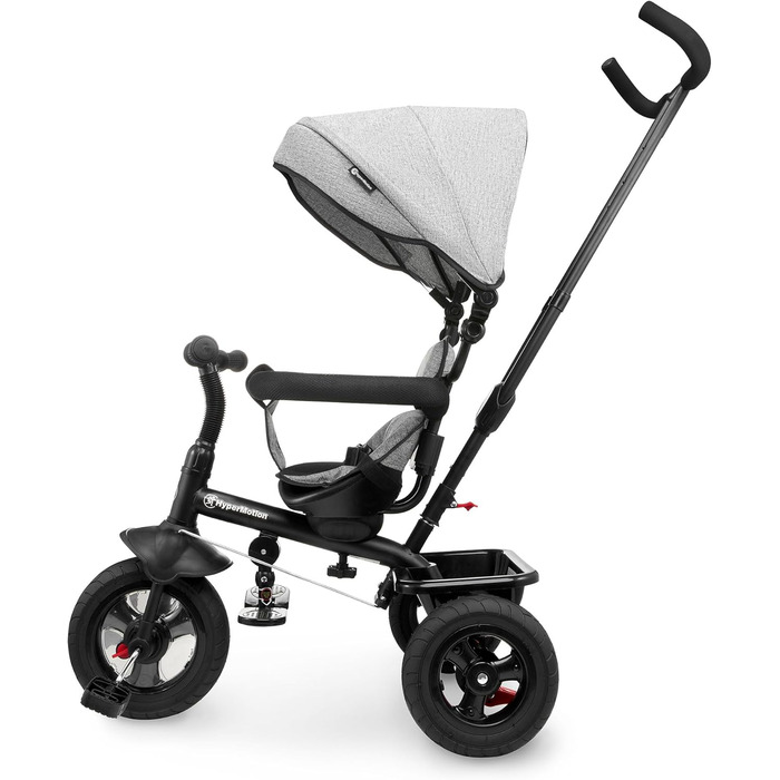 Триколісний велосипед HyperMotion з ручкою для батьків 3-в-1, сірий - для дітей від 1 до 4 років (до 20 кг)