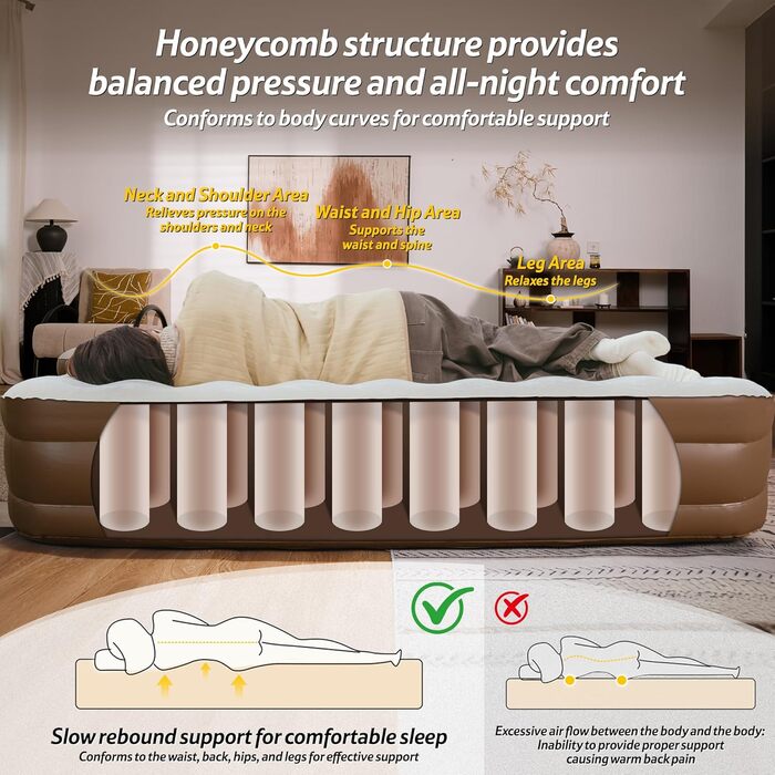 Надувний матрац Naturehike 2 особи, самонадувний з акумуляторним насосом, 198x152x45 см для кемпінгу та дому, легкий, зручний, швидко надувається