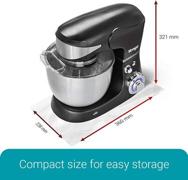 Кухонний комбайн Venga! VG M 3014 Standmixer: 1000 Вт, 5 л чаша з нержавіючої сталі, 4 аксесуари, рецепти, чорний