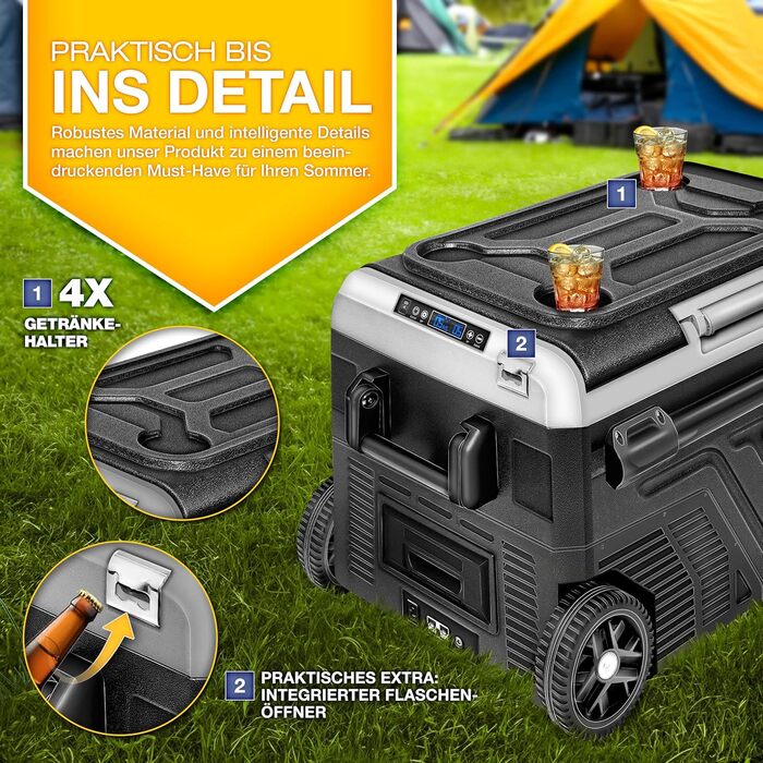 Автомобільний холодильник Tillvex Kompressor 40/50 л електричний з Wi-Fi та охолодженням до -20°C для авто, вантажівок, кемпінгу (12/24V, 230V, з акумулятором, чорний)