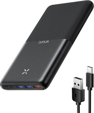 Вт, USB C, 4 виходи, 3 входи, швидкий зарядний пристрій, чорний, 30000mAh 22.5