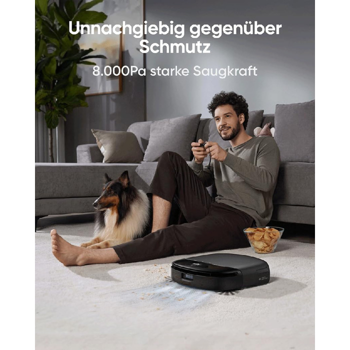 Робот-пилосос eufy L60 з базою самостійного очищення, потужність 5000Pa, захист від намотування волосся, 60 днів без випорожнення, iPath лазерна навігація (відновлений) (S1 Pro)