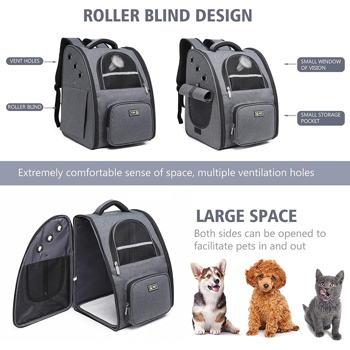 Рюкзак для собак PETCUTE 34x27,9x42,9 см темно-сірого кольору
