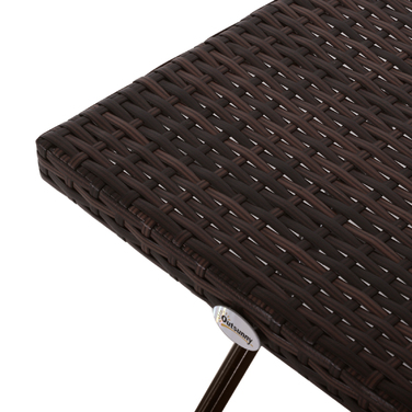 Outsunny Garden Стіл Бічний столик Підставка для квітів складна 40x40x40 см Поліротанг Металевий Коричневий для садових меблів і патіо