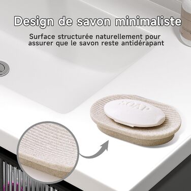 Набір для ванної кімнати 6-частинний: дозатор для мила, стакан для зубної пасти з підносом та коробочка для ватних паличок – смугастий дизайн, високоякісна смола. В комплекті: бежевий 4-частинний набір