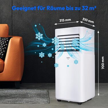 Мобільний кондиціонер MEDION P901 9000 BTU, 32 м, 3в1, додаток/голосове керування, з віконним ущільнювачем