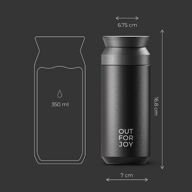 Термокружка з нержавіючої сталі 350 мл | Термокружка для кави з собою | Зі знімним кришкою, подвійні стінки, ізольована | Кава та чай з собою - туристична кружка | Зберігає тепло 4 години / холод 8 годин (Чорний Midnight)